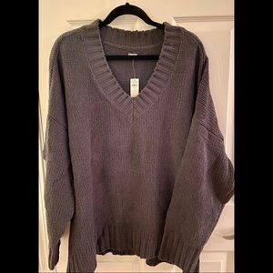 Aerie XXL NWT Charcoal Grey V-neck Sweater